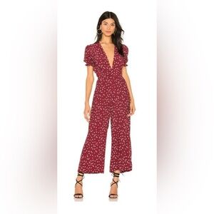 Faithfull the Brand Burgundy Floral Jumpsuit